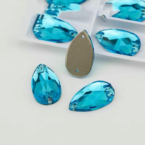 Birne, mehrfarbig, K9-Glas, zum Aufnähen, Strasssteine, Kristall, flache Rückseite, Nähsteine für DIY-Kleidungsdekorationen, Aquablau, 11 x 18 mm, 72 Stück Birne, mehrfarbig, K9-Glas, zum Aufnähen, Strasssteine, Kristall, flache Rückseite, Nähsteine für DIY-Kleidungsdekorationen, Aquablau, 11 x 18 mm, 72 Stück von DEFRTG