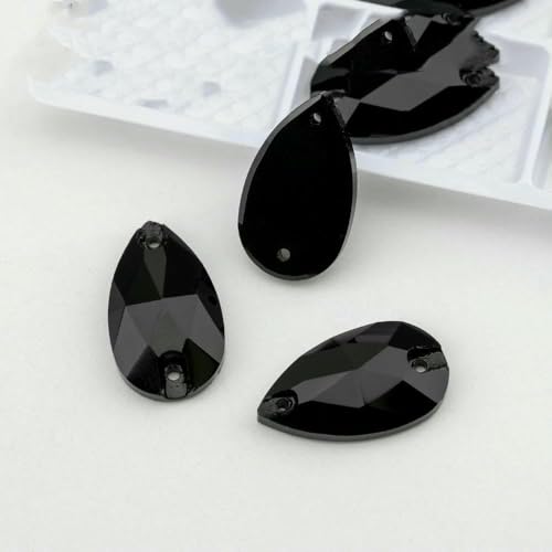 Birne, mehrfarbig, K9-Glas, zum Aufnähen, Strasssteine, Kristall, flache Rückseite, Nähsteine für DIY-Kleidungsdekorationen, Jet, 17 x 28 mm, 12 Stück Birne, mehrfarbig, K9-Glas, zum Aufnähen, Strasssteine, Kristall, flache Rückseite, Nähsteine für DIY-Kleidungsdekorationen, Jet, 17 x 28 mm, 12 Stück von DEFRTG