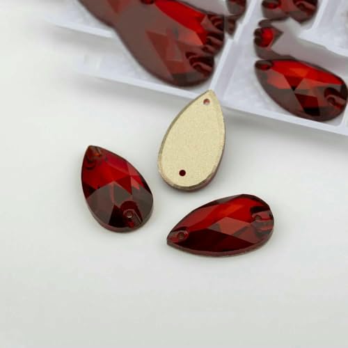 Birne, mehrfarbig, K9-Glas, zum Aufnähen, Strasssteine mit flacher Rückseite, für DIY-Kleidungsdekorationen, Granat, 17 x 28 mm, 12 Stück Birne, mehrfarbig, K9-Glas, zum Aufnähen, Strasssteine mit flacher Rückseite, für DIY-Kleidungsdekorationen, Granat, 17 x 28 mm, 12 Stück von DEFRTG
