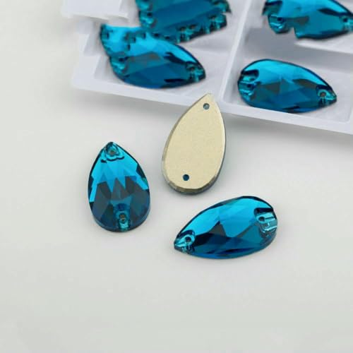 Birne, mehrfarbig, K9-Glas, zum Aufnähen, Strasssteine mit flacher Rückseite, für DIY-Kleidungsdekorationen, Indicolite, 17 x 28 mm, 12 Stück Birne, mehrfarbig, K9-Glas, zum Aufnähen, Strasssteine mit flacher Rückseite, für DIY-Kleidungsdekorationen, Indicolite, 17 x 28 mm, 12 Stück von DEFRTG