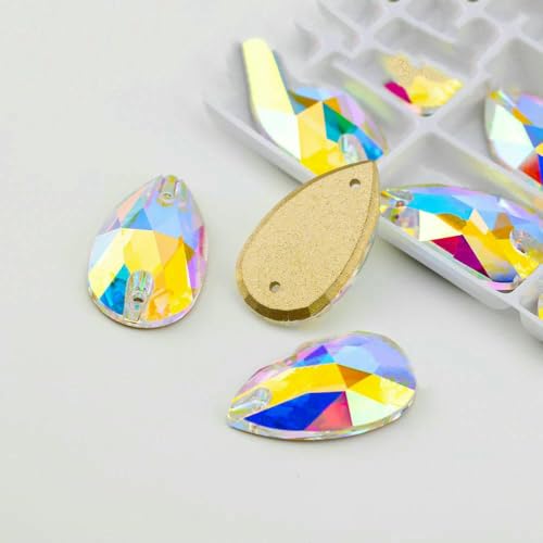 Birne, mehrfarbig, K9-Glas, zum Aufnähen, Strasssteine mit flacher Rückseite, für DIY-Kleidungsdekorationen, Kristall AB, 17 x 28 mm, 36 Stück Birne, mehrfarbig, K9-Glas, zum Aufnähen, Strasssteine mit flacher Rückseite, für DIY-Kleidungsdekorationen, Kristall AB, 17 x 28 mm, 36 Stück von DEFRTG