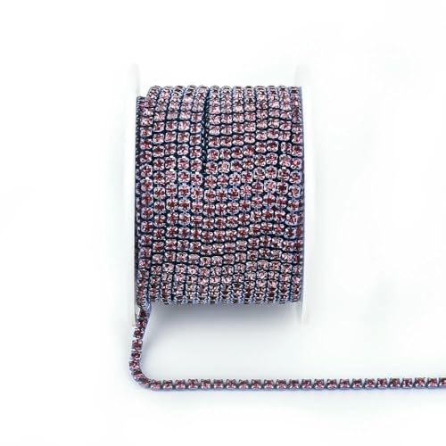 Bunte Strassketten, dichte, ausgefallene Kette, Bekleidung, Nähen, Glas-Strass-Cup-Kette mit bunter Basis, heller Amethyst, SS6 (2 mm), 4,5 m von DEFRTG