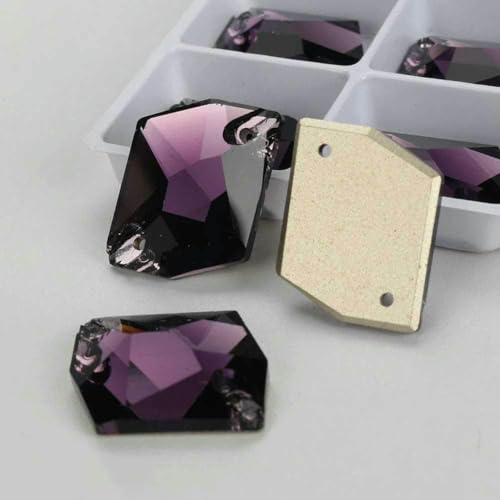Cosmic Glass Crystal AB Moonlight Nähsteine, flache Rückseite, zum Aufnähen von Strasssteinen für Kleidungsstücke, Taschen, T204 Amethyst, 40 Stück, 10 mm, 12 mm von DEFRTG