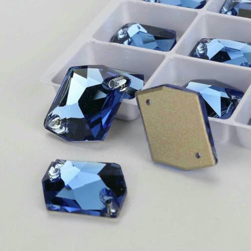 Cosmic Glass Crystal AB Moonlight Nähsteine, flache Rückseite, zum Aufnähen von Strasssteinen für Kleidungsstücke, Taschen, T206 Saphir, 40 Stück, 10 mm, 12 mm von DEFRTG
