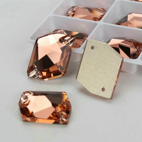 Cosmic Glass Crystal AB Moonlight Nähsteine, flache Rückseite, zum Aufnähen von Strasssteinen für Kleidungsstücke, Taschen, T362 Hellpfirsich, 15 Stück, 17 mm, 21 mm von DEFRTG