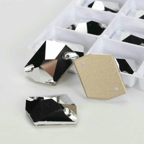 Cosmic Glass Crystal AB Moonlight Nähsteine, flache Rückseite, zum Aufnähen von Strasssteinen für Kleidungsstücke, Taschen – 001CA Comet Argent L – 40 Stück, 10 mm von DEFRTG