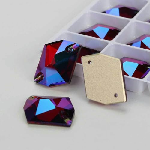 Cosmic Glass Crystal AB Moonlight Nähsteine, flache Rückseite, zum Aufnähen von Strasssteinen für Kleidungsstücke, Taschen – 208SI Siam SI – 24 Stück, 13,0 mm, 17 von DEFRTG