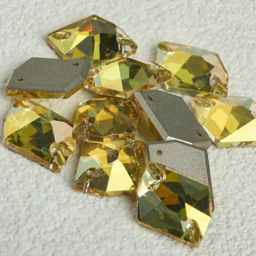 Cosmic Strass-Glasperlen zum Aufnähen, Kristalldekoration, Applikationen für Stickereien, Kleidung, Neu – Golden Sunshine – 13 x 17 mm – 24 Stück Cosmic Strass-Glasperlen zum Aufnähen, Kristalldekoration, Applikationen für Stickereien, Kleidung, Neu – Golden Sunshine – 13 x 17 mm – 24 Stück von DEFRTG