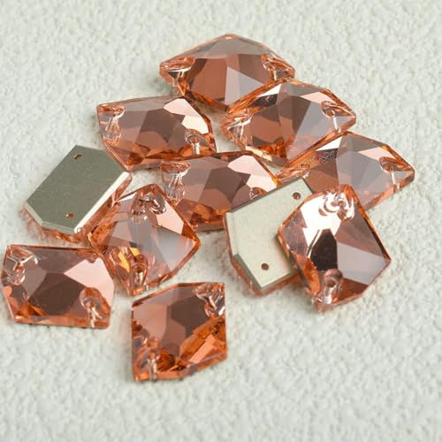 Cosmic Strass-Glasperlen zum Aufnähen, Kristalldekoration, Applikationen für Stickereien, Kleidung, Neu – Hellpfirsich – 9 x 12 mm – 48 Stück von DEFRTG
