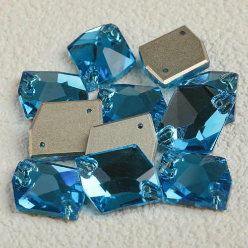 Cosmic Strass-Glasperlen zum Aufnähen, Kristalldekoration, Applikationen zum Besticken von Kleidungsstücken, New-Aqua Blue-10x14.0mm-28 Stück von DEFRTG