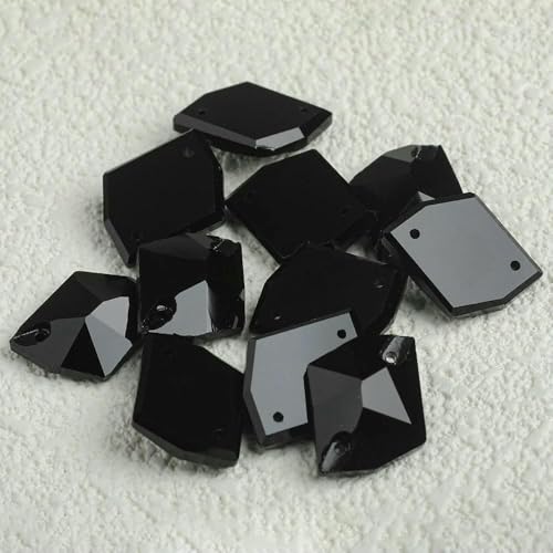 Cosmic Strass-Glasperlen zum Aufnähen, Kristalldekoration, Applikationen zum Besticken von Kleidungsstücken, New-Jet-13 x 17 mm, 24 Stück Cosmic Strass-Glasperlen zum Aufnähen, Kristalldekoration, Applikationen zum Besticken von Kleidungsstücken, New-Jet-13 x 17 mm, 24 Stück von DEFRTG