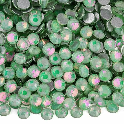 Crystal Opal-Serie, nicht Hotfix-Strasssteine, Super-Glitzer-Glas, flache Rückseite, Kristalle für DIY-Nagelkunst, Charm-Edelsteine, Seeschaumgrüner Opal, SS20, 1440 von DEFRTG