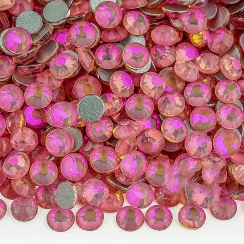 Crystal Opal Series, nicht Hotfix-Strasssteine, Super-Glitzerglas, flache Rückseite, Kristalle für DIY-Nagelkunst, Charm-Edelsteine, Pink Rose Crystal, SS6, 1440 Stü von DEFRTG