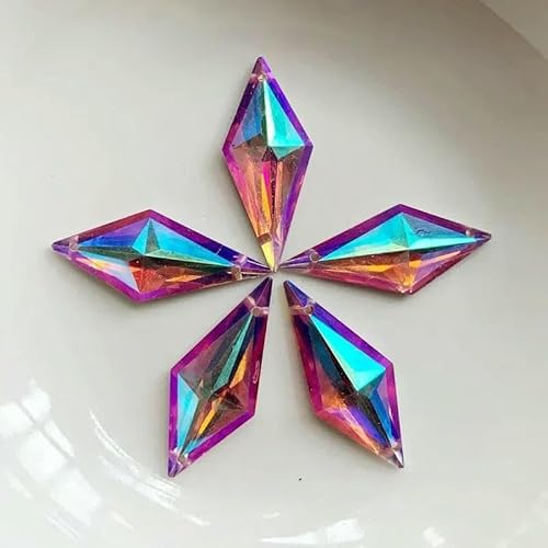 Diamant-Kristall-Edelsteine, 12 x 28 mm, 2 Löcher, AB, flache Rückseite, Strass-Harz, Kristall-Applikation, Raute, ausgefallene Strass-Steine, Kleiderbasteln – E61-4 Diamant-Kristall-Edelsteine, 12 x 28 mm, 2 Löcher, AB, flache Rückseite, Strass-Harz, Kristall-Applikation, Raute, ausgefallene Strass-Steine, Kleiderbasteln – E61-4 von DEFRTG