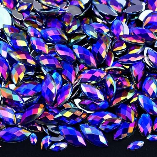 Edelstein-Mix-Größe, Glitzer, Acryl, Pferdeauge, nicht Hotfix-Strasssteine für Nägel, Kristalle, Perlen, Strasssteine für Kleider, Nagelkunst, Steine – Saphir AB – 4 x 8 mm – 100 Stück von DEFRTG