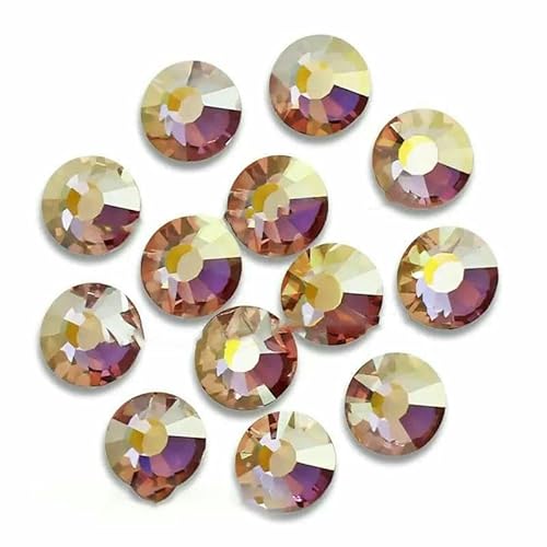 Exquisiter, schimmernder AB-Strass, strapazierfähig, glänzend, Hotfix-Kristall, flache Rückseite, Strass-Glitzerstein für DIY-Bügeleisen, Stoff, Kleidungsstücke – Champagner-Schimmer – SS10, 1440 von DEFRTG