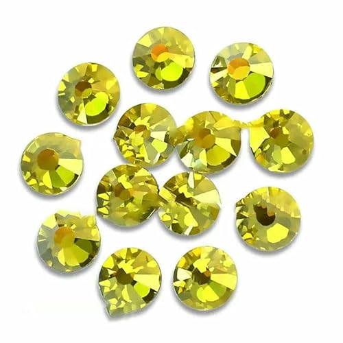 Exquisiter, schimmernder AB-Strass, strapazierfähig, glänzend, Hotfix-Kristall, flache Rückseite, Strass-Glitzerstein für DIY-Bügeleisen, Stoff, Kleidungsstücke – Citrin-Schimmer – SS30, 288 Stück von DEFRTG