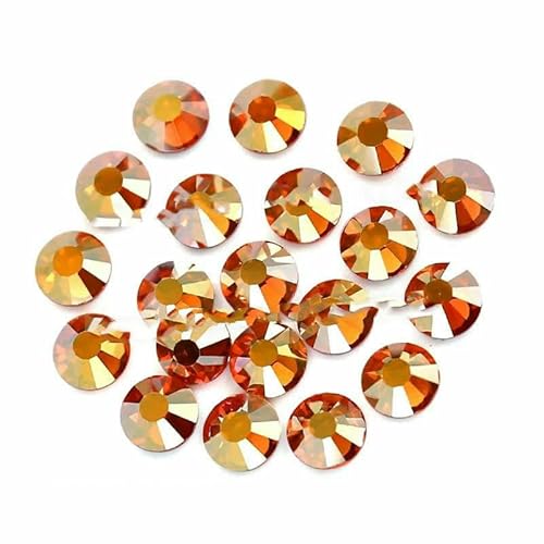 Exquisiter, schimmernder AB-Strass, strapazierfähig, glänzend, Hotfix-Kristall, flache Rückseite, Strass-Glitzerstein für DIY-Bügeleisen, Stoff, Kleidungsstücke – Orange schimmernd – SS6, 1440 Stü von DEFRTG