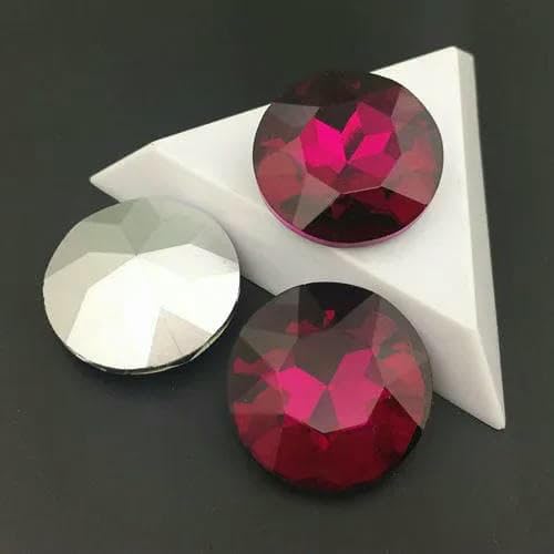 Farben 8 10 12 14 16 25 27 mm, runder Baoshihua-Glaskristallstein, spitze Rückseite, flache Oberseite, Strass-Fuchsia, 25 mm, 7 Stück von DEFRTG