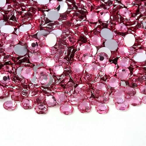 Flache Rückseite, Harz-Strasssteine, 2 mm, 3,0 mm, 4,0 mm, 5 mm, 6 mm, rund, nicht heiß fixierbar, Strasssteine für Bastelarbeiten, DIY, Becher, Schuhdekoration, Dunkelrosa, 2 mm, 2500 Stück von DEFRTG