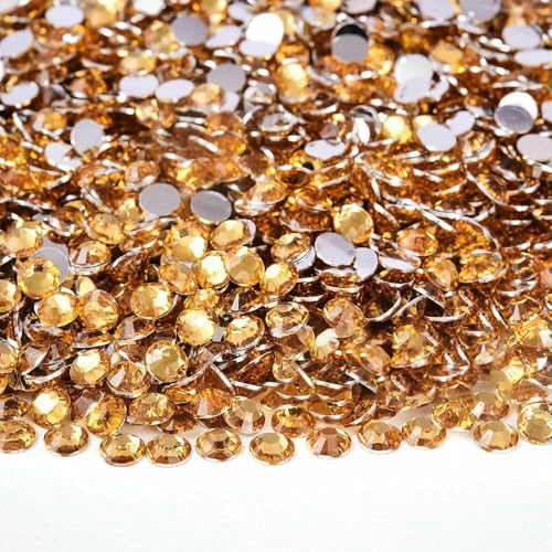 Flache Rückseite, Harz-Strasssteine, 2 mm, 3,0 mm, 4,0 mm, 5 mm, 6 mm, rund, nicht heiß fixierbar, Strasssteine zum Basteln, DIY, Becher, Schuhdekoration, Topas, 2 mm, 2500 Stück von DEFRTG