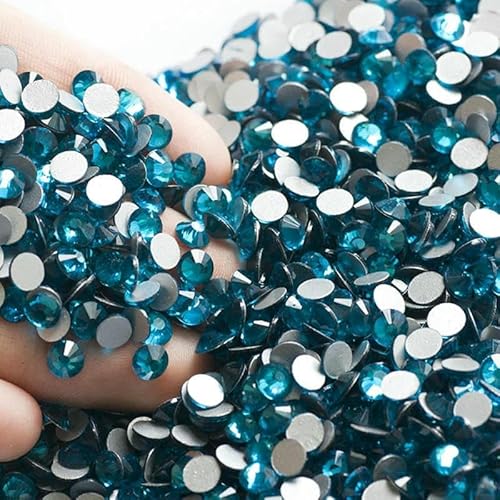 Flache Rückseite, Kristall-Strasssteine, Nagelkleidung für Handarbeiten, DIY, Basteln, Dekor, Edelsteine, Blauer Zirkon, SS12, 1440 Stück von DEFRTG