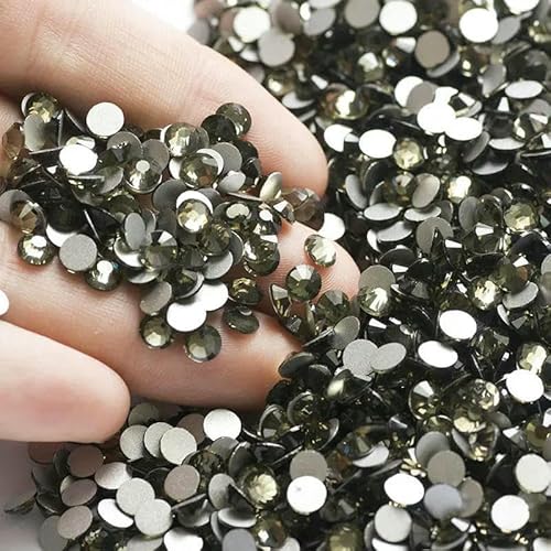 Flache Rückseite, Kristall-Strasssteine, Nagelkleidung für Handarbeiten, DIY, Basteln, Dekor, Edelsteine, Schwarzer Diamant, SS20, 1440 Stück von DEFRTG