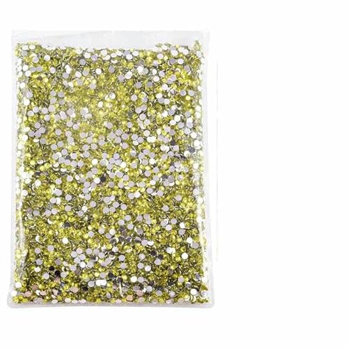 Flatback-Silberunterseite aus Kunstharz, nicht Hotfix-Strasssteine in großer Packung, Glitzerkristalle und Strass – 14 Citrin – 3,0 mm SS10 – von DEFRTG