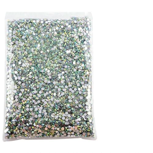 Flatback-Strasssteine aus Harz mit silberner Unterseite, nicht Hotfix-Strasssteine in großer Packung, Glitzerkristalle und Strass für – 2 Kristalle, AB-Silber, 6 mm, SS30 – 5000 Stück von DEFRTG