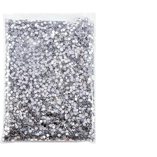 Flatback-Strasssteine aus Harz mit silberner Unterseite, nicht Hotfix-Strasssteine in großer Packung, Glitzerkristalle und Strasssteine für – 1 Kristall – Silber – 4,0 mm SS16 – 10.000 St von DEFRTG