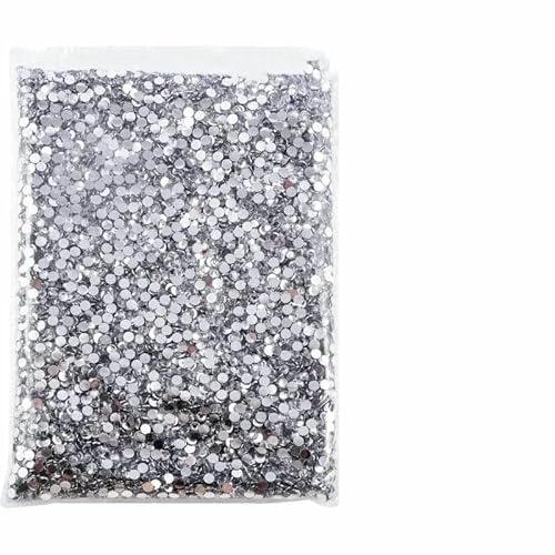 Flatback-Strasssteine aus Kunstharz mit silberner Unterseite, nicht Hotfix-Strasssteine in großer Packung, Glitzerkristalle und Strass-1 Kristall von DEFRTG
