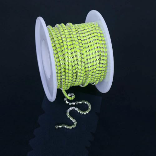 Fluoreszierende Mokka-Strassketten, Bekleidung, Nähen, Glas-Strass-Cup-Kette mit Silber/Gun-Schwarz/KC-Gold-Basis – Silber Citrin – SS6 (2 mm) – 1 Yard von DEFRTG