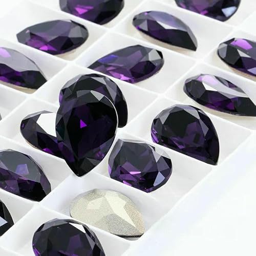 Funkelnde violette Tropfen-K9-Glas-Strasssteine, Glaskristall-Strasssteine mit Pointback, zum Aufkleben auf Kleidungsstücke, Basteln, Schmuckzubehör, Amethyst, 20 x 30 mm, 10 Stück Funkelnde violette Tropfen-K9-Glas-Strasssteine, Glaskristall-Strasssteine mit Pointback, zum Aufkleben auf Kleidungsstücke, Basteln, Schmuckzubehör, Amethyst, 20 x 30 mm, 10 Stück von DEFRTG