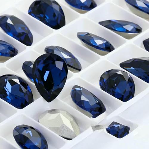 Funkelnde violette Tropfen-K9-Glas-Strasssteine, Glaskristall-Strasssteine mit Pointback, zum Aufkleben auf Kleidungsstücke, Basteln, Schmuckzubehör, Montana, 7 x 10 mm, 10 Stück Funkelnde violette Tropfen-K9-Glas-Strasssteine, Glaskristall-Strasssteine mit Pointback, zum Aufkleben auf Kleidungsstücke, Basteln, Schmuckzubehör, Montana, 7 x 10 mm, 10 Stück von DEFRTG