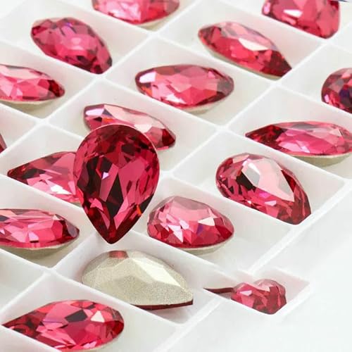 Funkelnde violette Tropfen-K9-Glas-Strasssteine, Glaskristall-Strasssteine mit Pointback, zum Aufkleben auf Kleidungsstücke, Basteln, Schmuckzubehör, Rose, 13 x 18 mm, 10 Stück Funkelnde violette Tropfen-K9-Glas-Strasssteine, Glaskristall-Strasssteine mit Pointback, zum Aufkleben auf Kleidungsstücke, Basteln, Schmuckzubehör, Rose, 13 x 18 mm, 10 Stück von DEFRTG