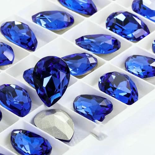 Funkelnde violette Tropfen-K9-Glas-Strasssteine, Glaskristall-Strasssteine mit Pointback, zum Aufkleben auf Kleidungsstücke, Basteln, Schmuckzubehör, Saphir, 13 x 18 mm, 10 Stück Funkelnde violette Tropfen-K9-Glas-Strasssteine, Glaskristall-Strasssteine mit Pointback, zum Aufkleben auf Kleidungsstücke, Basteln, Schmuckzubehör, Saphir, 13 x 18 mm, 10 Stück von DEFRTG
