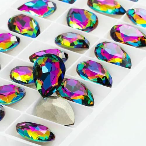 Funkelnde violette Tropfen-K9-Glas-Strasssteine, Glaskristall-Strasssteine mit Pointback, zum Aufkleben auf Kleidungsstücke, Basteln, Schmuckzubehör, Vulkan, 10 x 14,0 mm, 10 Stück Funkelnde violette Tropfen-K9-Glas-Strasssteine, Glaskristall-Strasssteine mit Pointback, zum Aufkleben auf Kleidungsstücke, Basteln, Schmuckzubehör, Vulkan, 10 x 14,0 mm, 10 Stück von DEFRTG