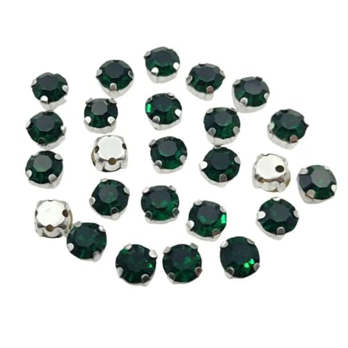 Glas-Strasssteine! Runde Form mit Kralle zum Aufnähen von Kristallsteinen, Strass-Diamant, Metallbasis, Schnalle zum Dekorieren von Kleidung – Dunkelgrün – 7 mm, 50 Stück Glas-Strasssteine! Runde Form mit Kralle zum Aufnähen von Kristallsteinen, Strass-Diamant, Metallbasis, Schnalle zum Dekorieren von Kleidung – Dunkelgrün – 7 mm, 50 Stück von DEFRTG