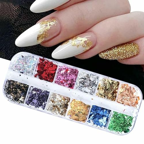 Gold-Silber-Folien, wunderschöne Nägel, Glitzer, Aluminiumflocken, Pailletten, Chip, Nageldesign, glänzend, funkelt, Nagelkunst-Dekoration – CBY Gold-Silber-Folien, wunderschöne Nägel, Glitzer, Aluminiumflocken, Pailletten, Chip, Nageldesign, glänzend, funkelt, Nagelkunst-Dekoration – CBY von DEFRTG