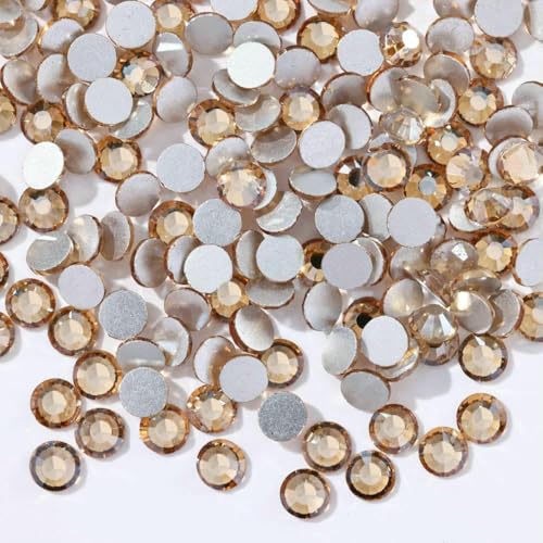 Größe SS6 SS10 SS12 SS16 SS20 Kristall-Strasssteine, nicht Hotfix, flache Rückseite, Strasssteine und Stoff-Strasssteine für Nageldekorationen, Goldschatten, SS16, 1440 Stück von DEFRTG