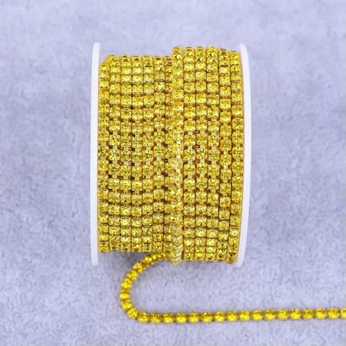 Grün Blau All Claw Chain Electrophorese Strasssteine Trim Stone Diamond Strass Dekorative Applikation Crystal-Citrine-SS12(3.0mm)-5yard von DEFRTG