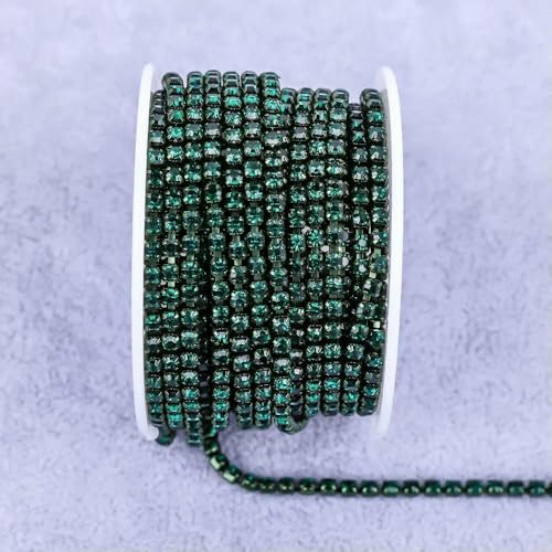 Grün Blau All Claw Chain Electrophorese Strasssteine Trim Stone Diamond Strass Dekorative Applikation Crystal-Smaragd-SS6(2mm)-5yard von DEFRTG