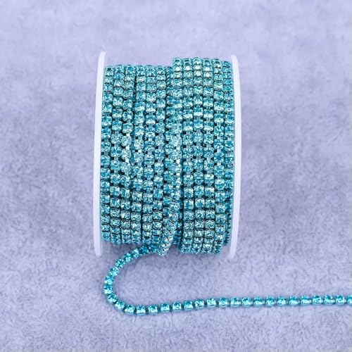 Grün Blau All Claw Chain Elektrophorese Strasssteine Trim Stein Diamant Strass Dekorative Applikation Kristall-Aquamarin-SS6(2mm)-10yard von DEFRTG