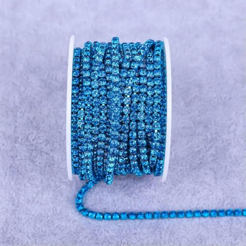 Grün-Blaue All Claw Chain Electrophorese Strasssteine Trim Stone Diamond Strass Dekorative Applikation Kristall-Capri-Blau-SS8 (2,5 mm)-5 Yard von DEFRTG