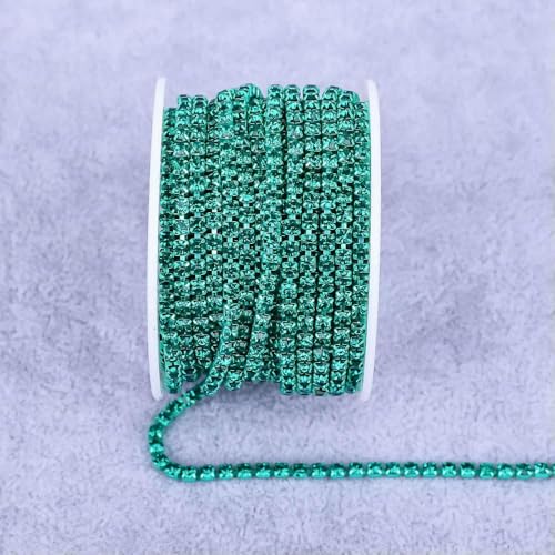 Grün-Blaue All Claw Chain Elektrophorese Strasssteine Trim Stein Diamant Strass Dekorative Applikation Kristall-Grüner Zirkon-SS12 (3,0 mm)-5 Yard von DEFRTG