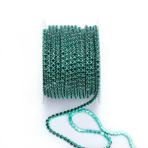 Grün-Blaue Krallenkette, elektrophoresische Strasssteine, Zierstein, Diamant, Strass, dekorative Applikation, Kristall, Grüner Smaragd, SS12 (3,0 mm), 5 Yard von DEFRTG