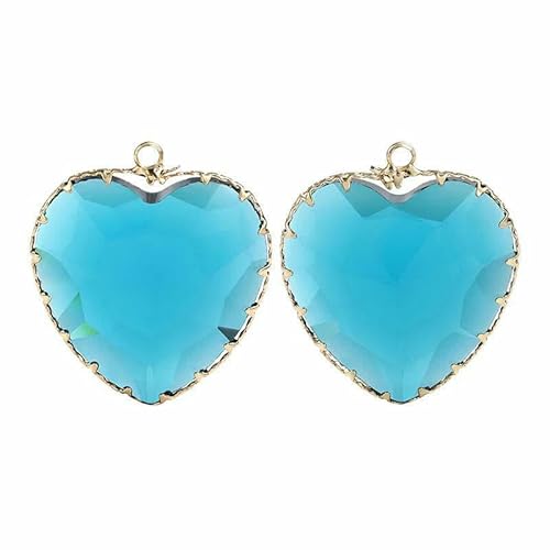 Halskette mit herzförmigem Anhänger aus glänzendem Glas für Damen, Schmuck, Hochzeit, DIY-Bastelarbeiten, Kristall-Diamant-Anhänger, Halskettenanhänger, blauer Zirkon, 229–30 mm, 8 von DEFRTG