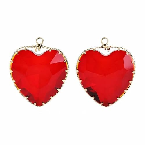 Halskette mit herzförmigem Anhänger aus glänzendem Glas für Damen, Schmuck, Hochzeit, DIY-Bastelarbeiten, Kristall-Diamant-Charms, Halskettenanhänger, Helles Siam, 227–30 mm, 8 Stüc von DEFRTG