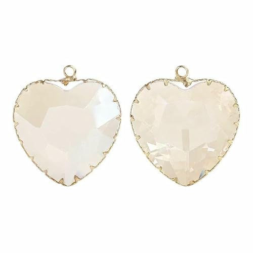 Halskette mit herzförmigem Anhänger aus glänzendem Glas für Frauen, Schmuck, Hochzeit, DIY-Bastelarbeiten, Kristall-Diamant-Charms, Halskettenanhänger – Golden Shadow – 30 mm – 8 von DEFRTG