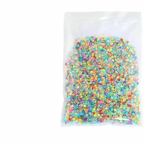 Harz-Strasssteine für Kleidungsdekorationen, nicht Hotfix-Kristall-Nagel-Edelsteine, flache Rückseite, zum Aufkleben auf Strass-Zubehör, Jelly AB-Mix (2–5 mm), 20.000 Stück von DEFRTG